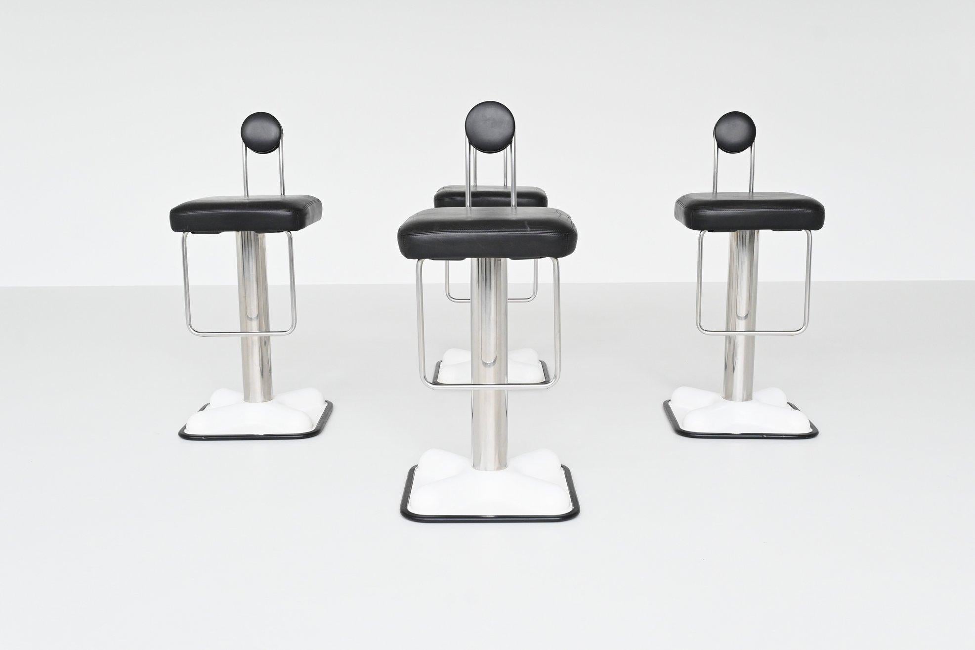 Steel Joe Colombo model Birillo set of four bar stools Zanotta Italy 1971