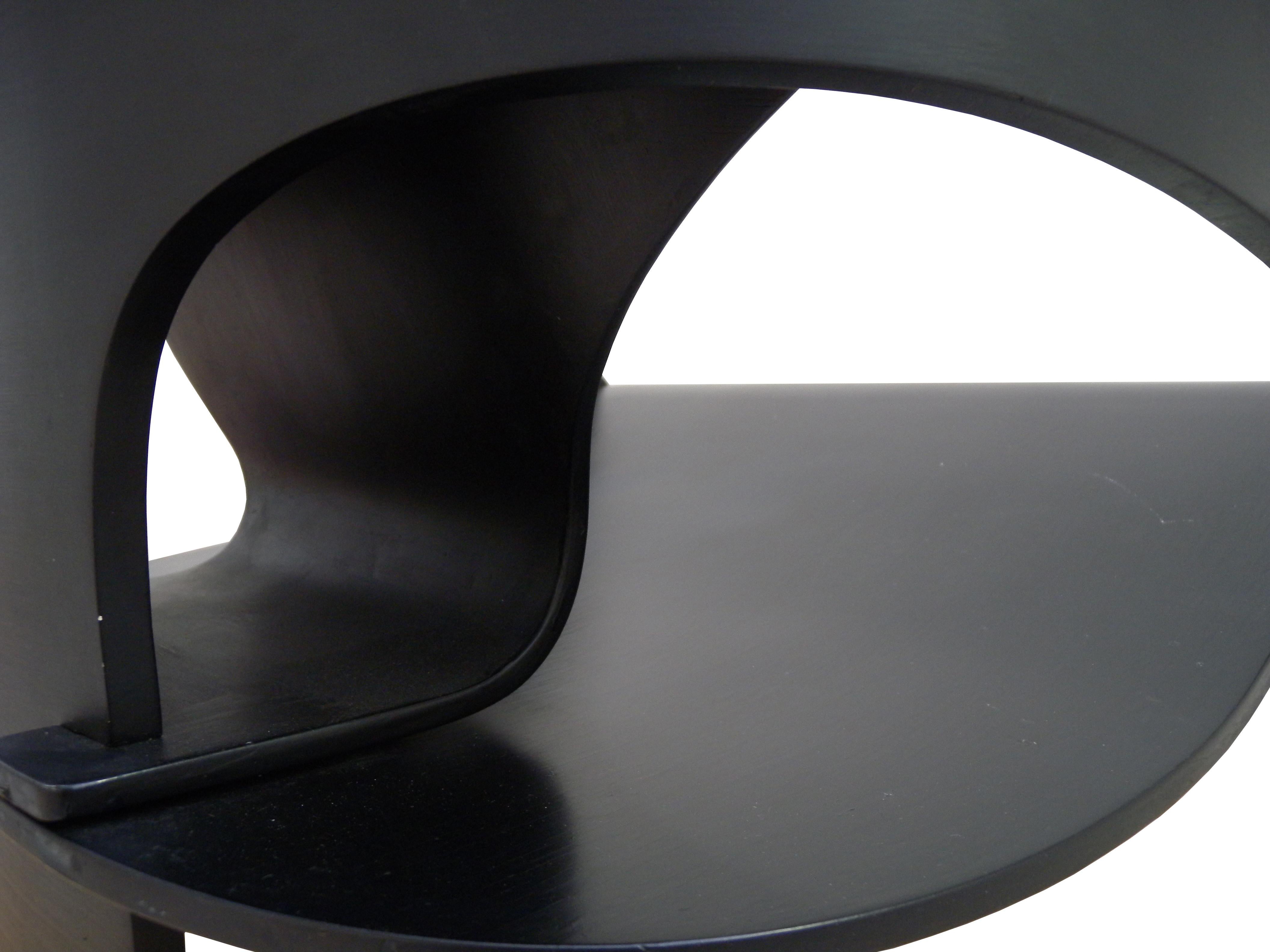 Mid-Century Modern Joe Colombo Plywood Black 4801 Lounge Chair, Kartell, 1960s For Sale