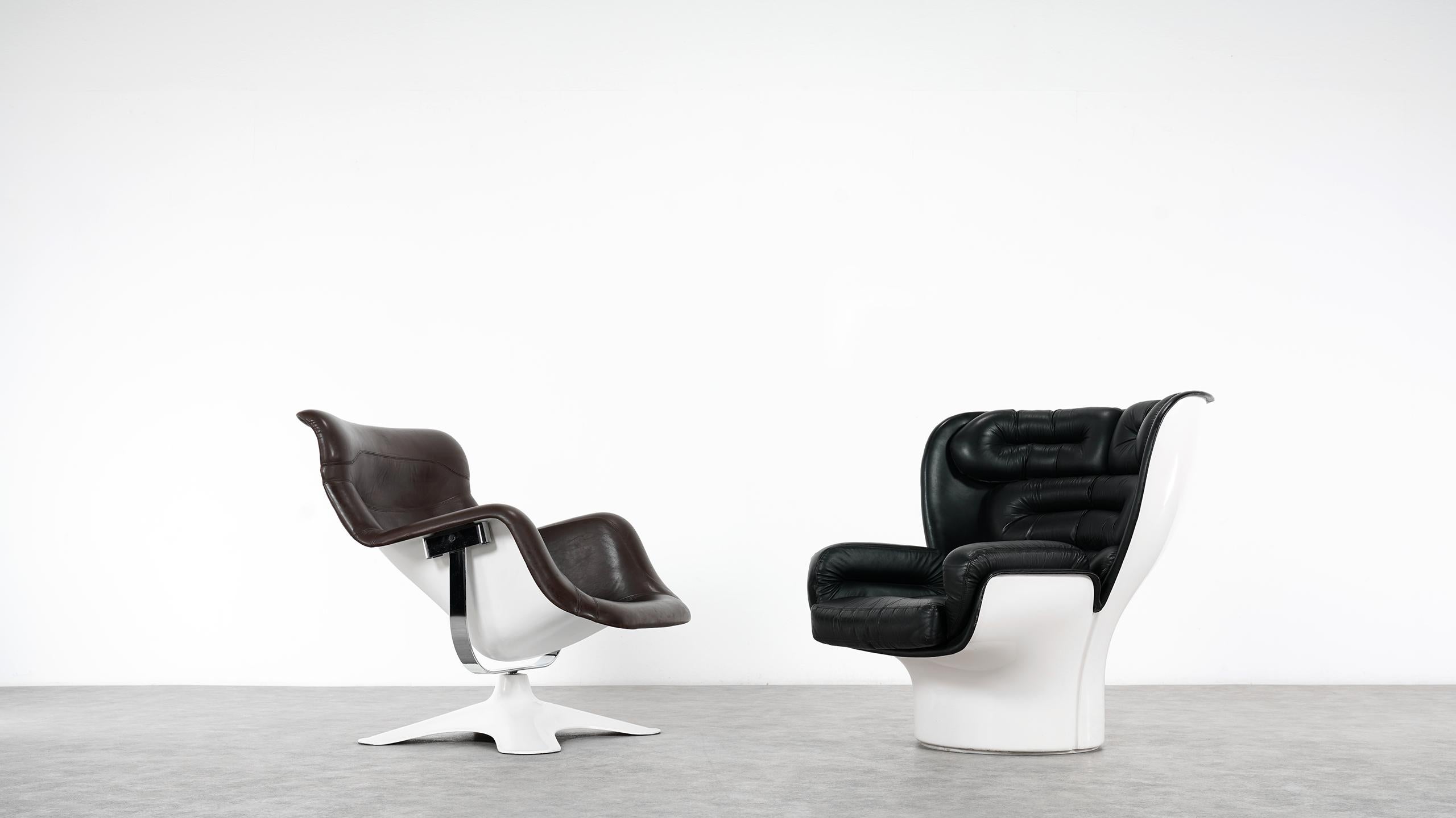 Joe Colombo  Rare Elda Lounge Chair for Comfort, Italy, 1963, Black & White 8