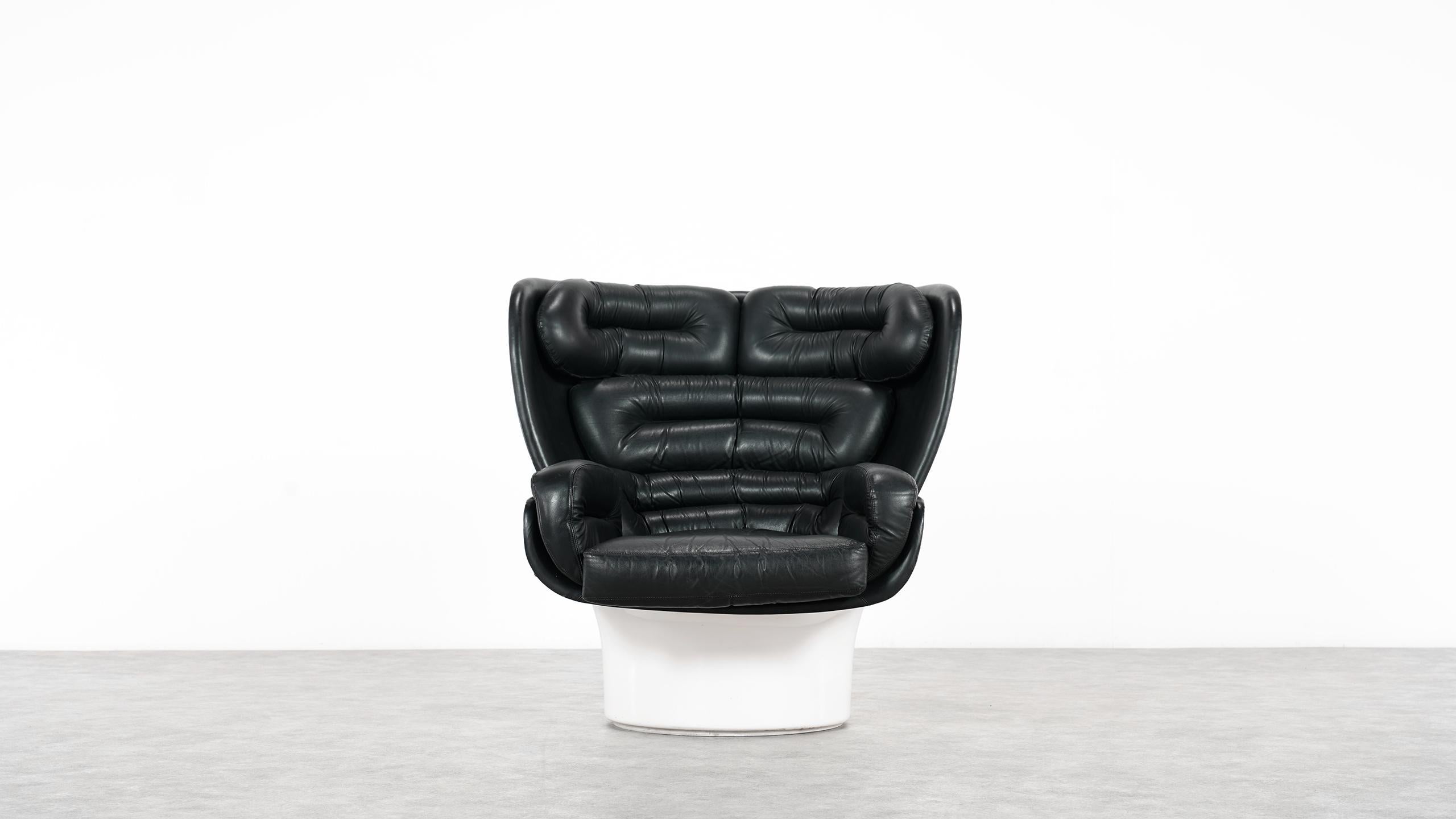 Mid-Century Modern Joe Colombo  Rare Elda Lounge Chair for Comfort, Italy, 1963, Black & White