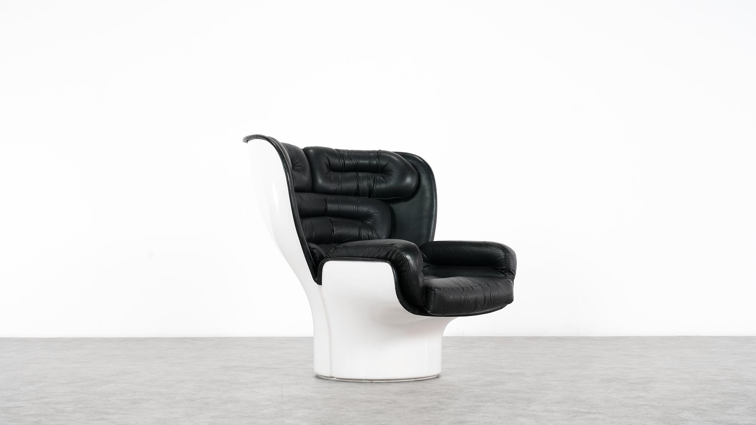 Joe Colombo  Rare Elda Lounge Chair for Comfort, Italy, 1963, Black & White In Good Condition In Munster, NRW