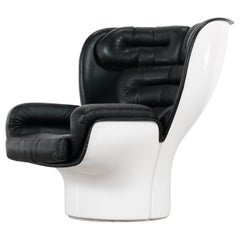 Vintage Joe Colombo  Rare Elda Lounge Chair for Comfort, Italy, 1963, Black & White