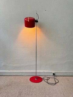 Joe Colombo Red Coupé Floor Lamp for Oluce Italy Adjustable Iconic 1967