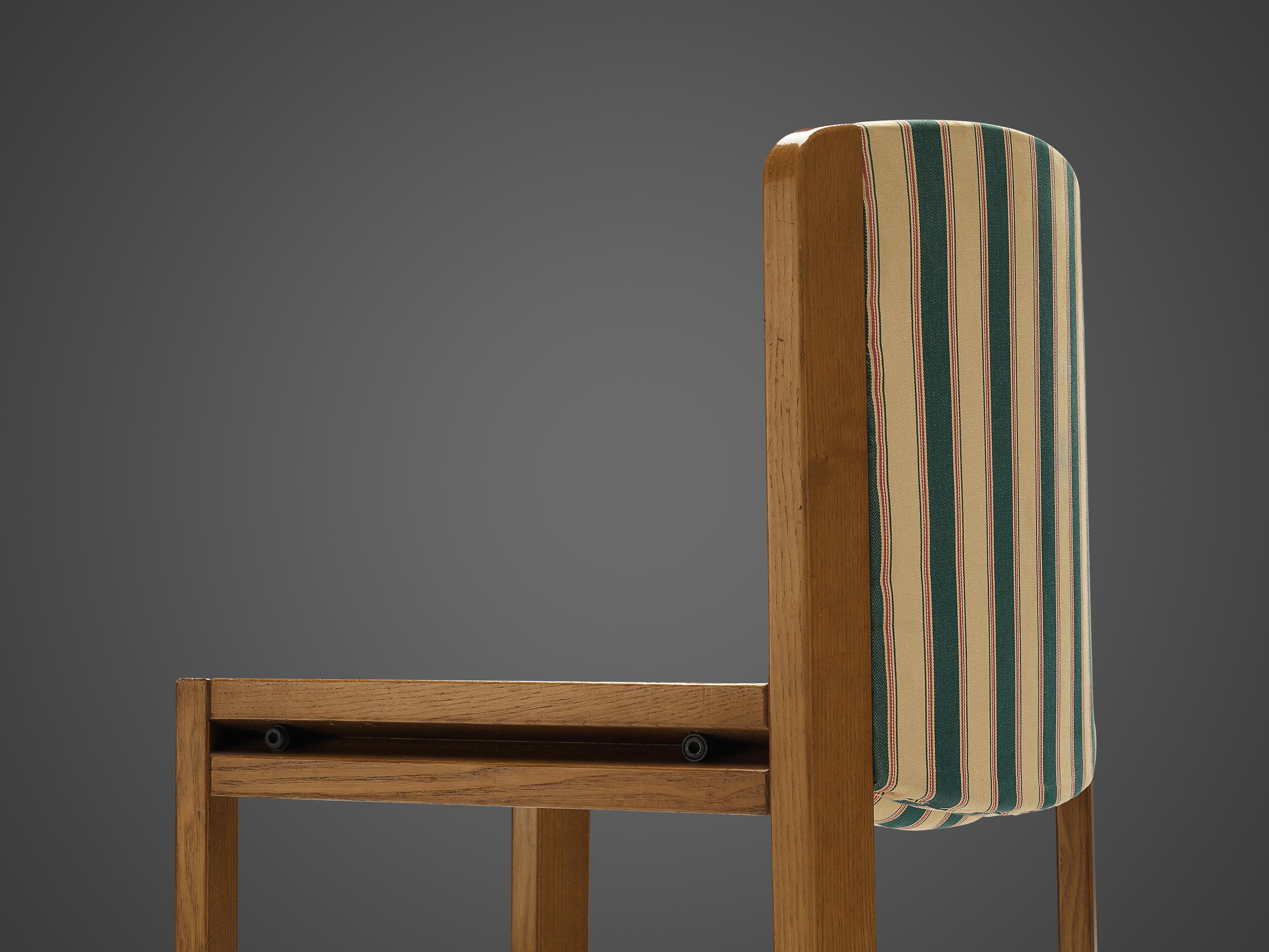 Italian Joe Colombo Set of Four '300' Dining Chairs in Striped Upholstery