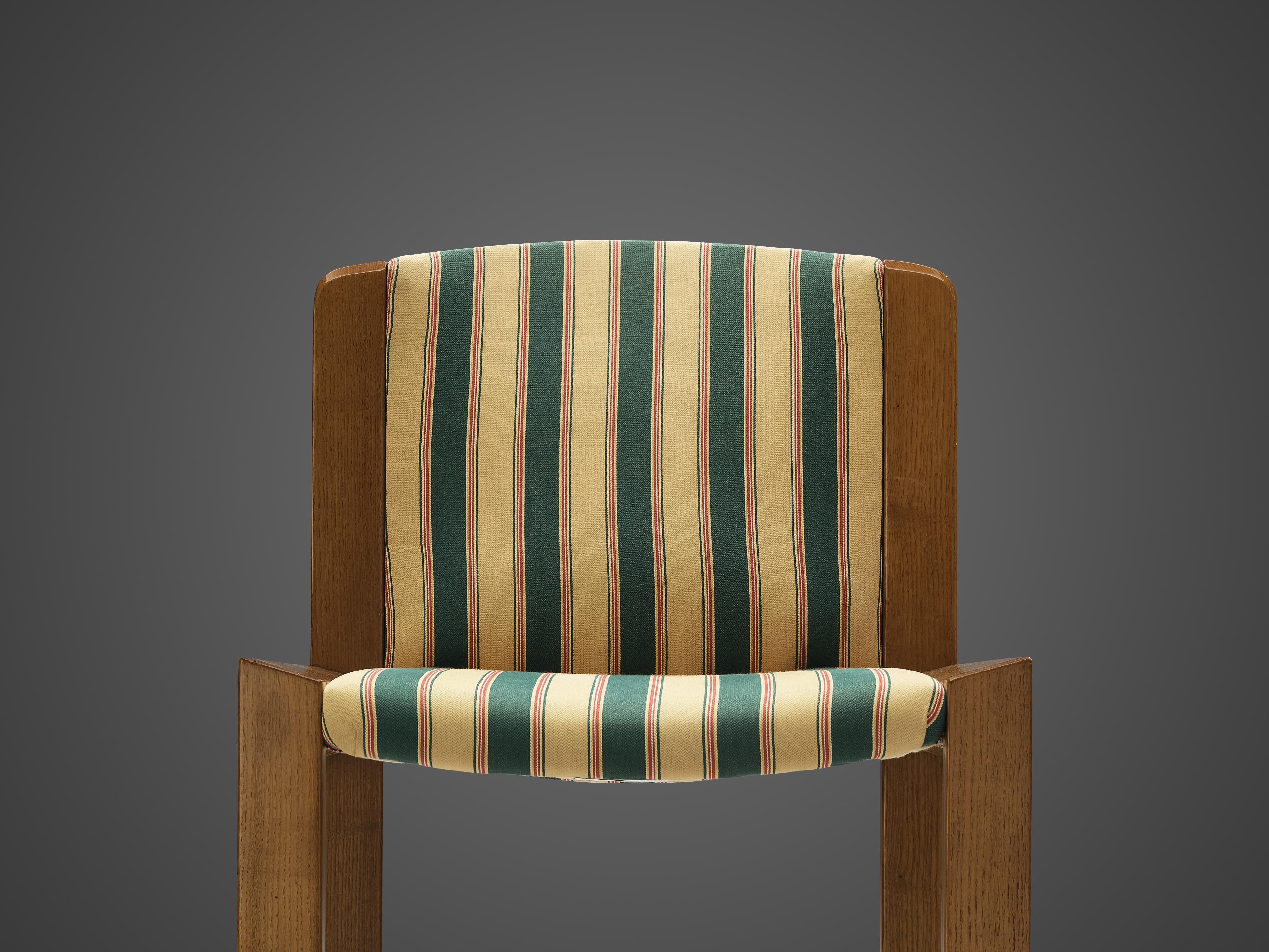 Mid-20th Century Joe Colombo Set of Four '300' Dining Chairs in Striped Upholstery