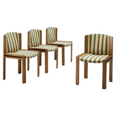 Joe Colombo Set of Four '300' Dining Chairs in Striped Upholstery