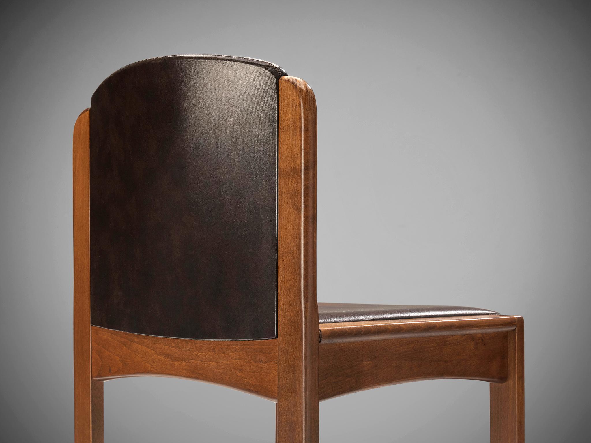 Mid-Century Modern Joe Colombo Set of Six '300' Dining Chairs in Brown Leatherette