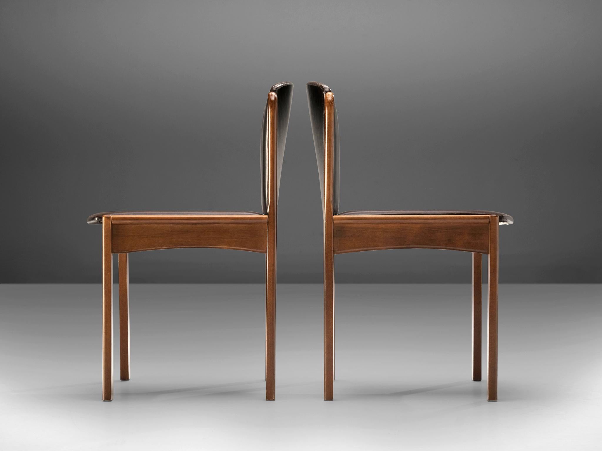 Mid-20th Century Joe Colombo Set of Six '300' Dining Chairs in Brown Leatherette