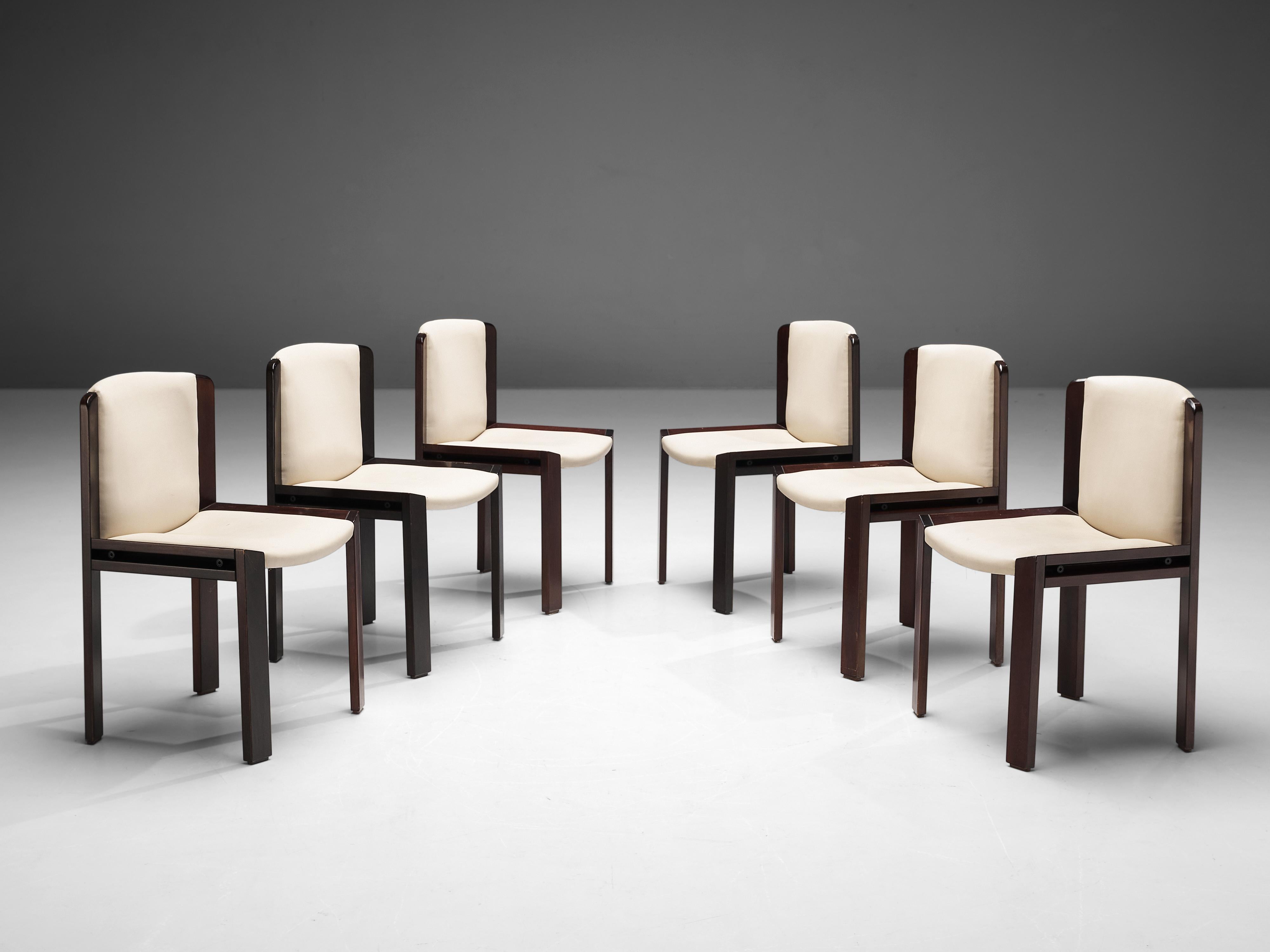 Joe Colombo Set of Six '300' Dining Chairs in White Leather 3