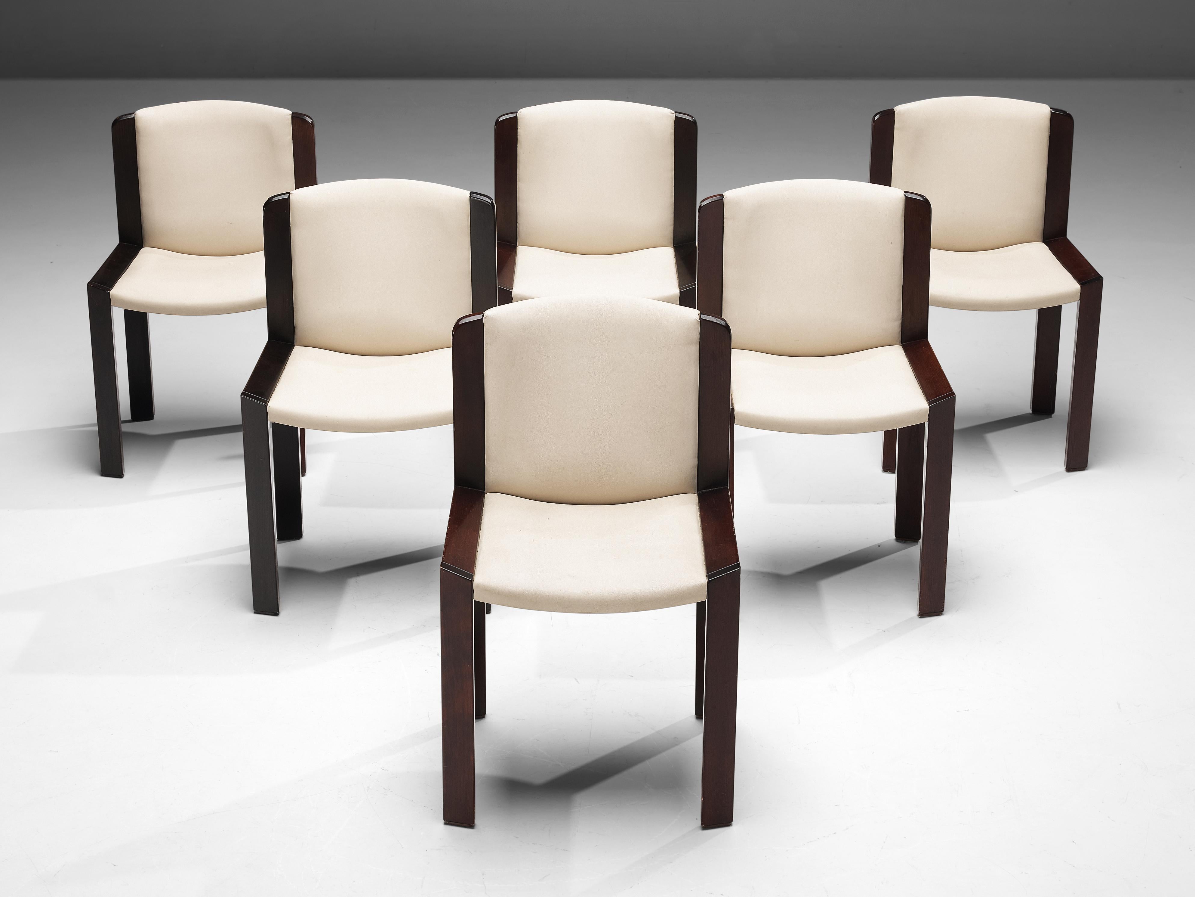 Mid-20th Century Joe Colombo Set of Six '300' Dining Chairs in White Leather