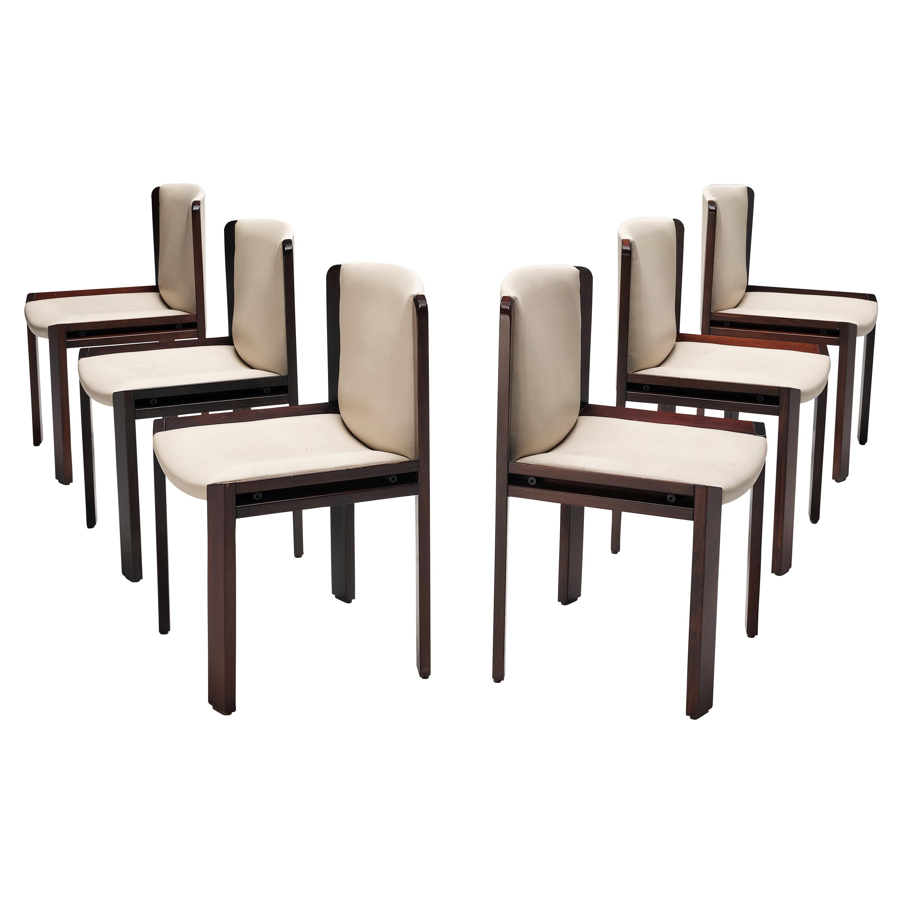 Joe Colombo Set of Six '300' Dining Chairs in White Leather