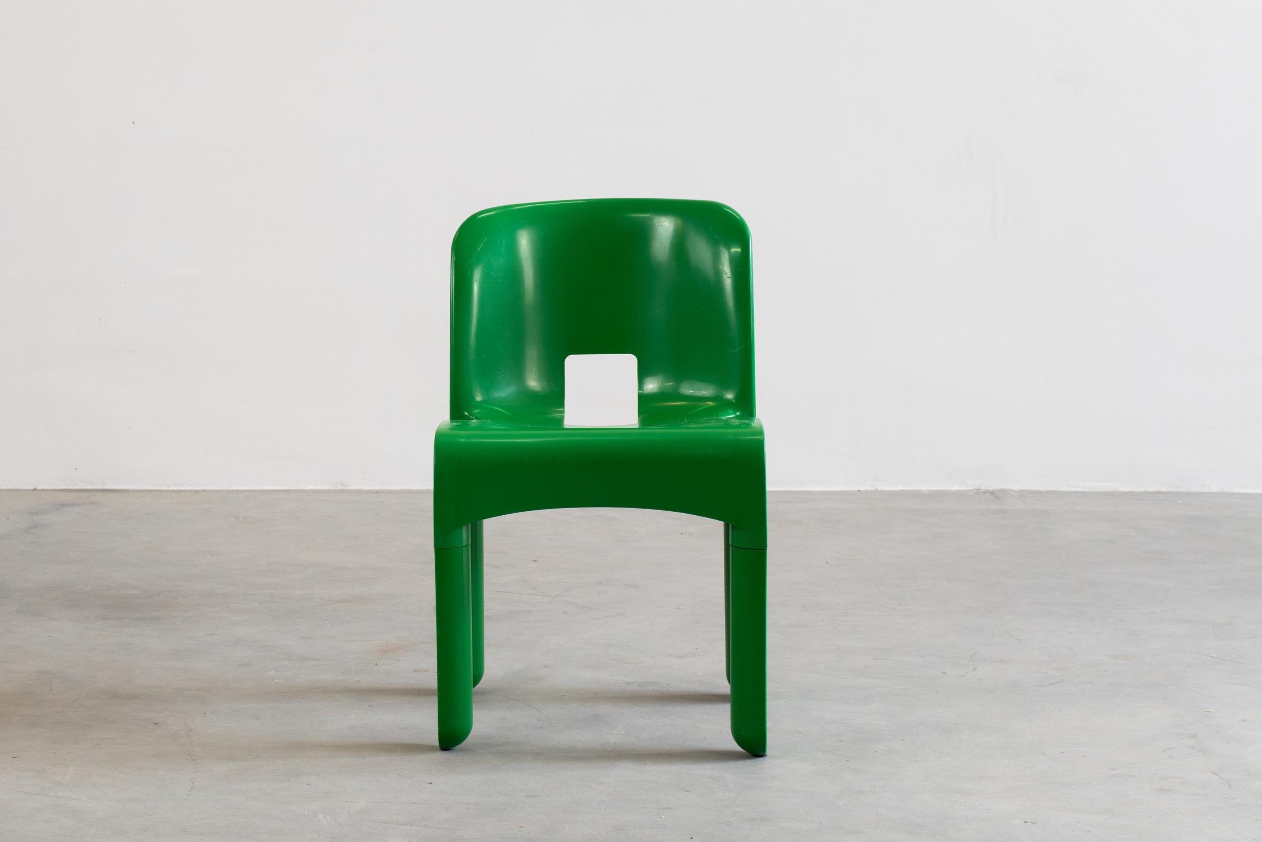 Mid-20th Century Joe Colombo Set of Six Universale Green Chairs by Kartell, 1960s