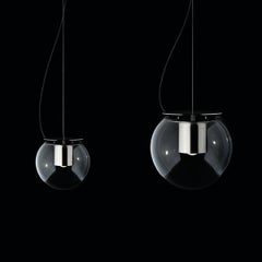 Joe Colombo Set of Two Suspension Lamps 'the Globe' Nickel by Oluce