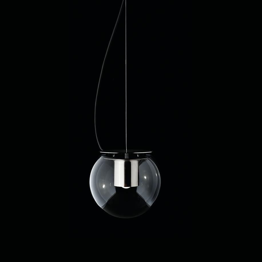 Mid-Century Modern Joe Colombo Set of Two Suspension Lamps 'the Globe' Nickel by Oluce For Sale