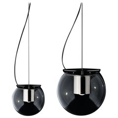 Joe Colombo Set of Two Suspension Lamps 'The Globe' Nickel by Oluce