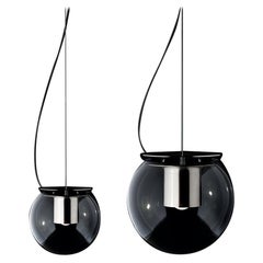 Joe Colombo Set of Two Suspension Lamps 'the Globe' Nickel by Oluce