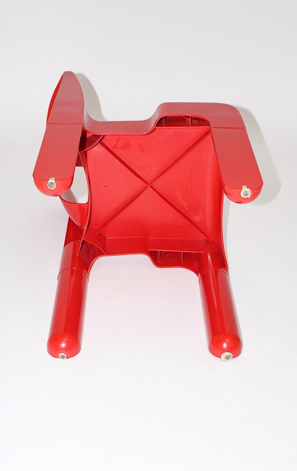 Joe Colombo Space Age Pop Design Red Vintage Plastic Chair 1968 Italy Universale 2
