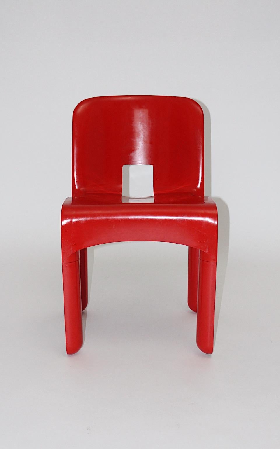 Joe Colombo Space Age Pop Design Red Vintage Plastic Chair 1968 Italy Universale 3