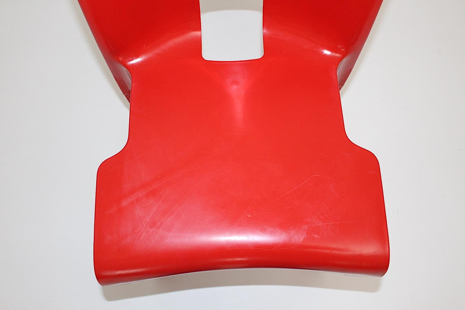 Joe Colombo Space Age Pop Design Red Vintage Plastic Chair 1968 Italy Universale 5