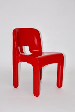 Joe Colombo Space Age Pop Design Red Vintage Plastic Chair 1968 Italy Universale