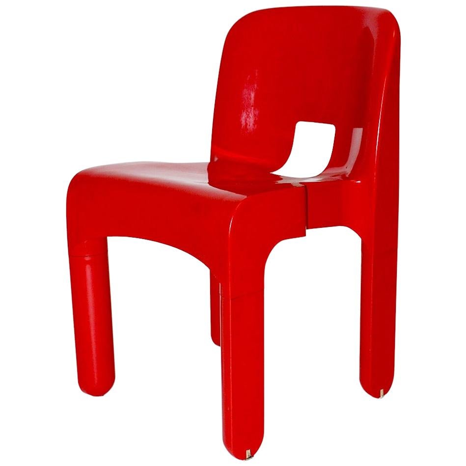 Joe Colombo Space Age Pop Design Red Vintage Plastic Chair 1968 Italy Universale