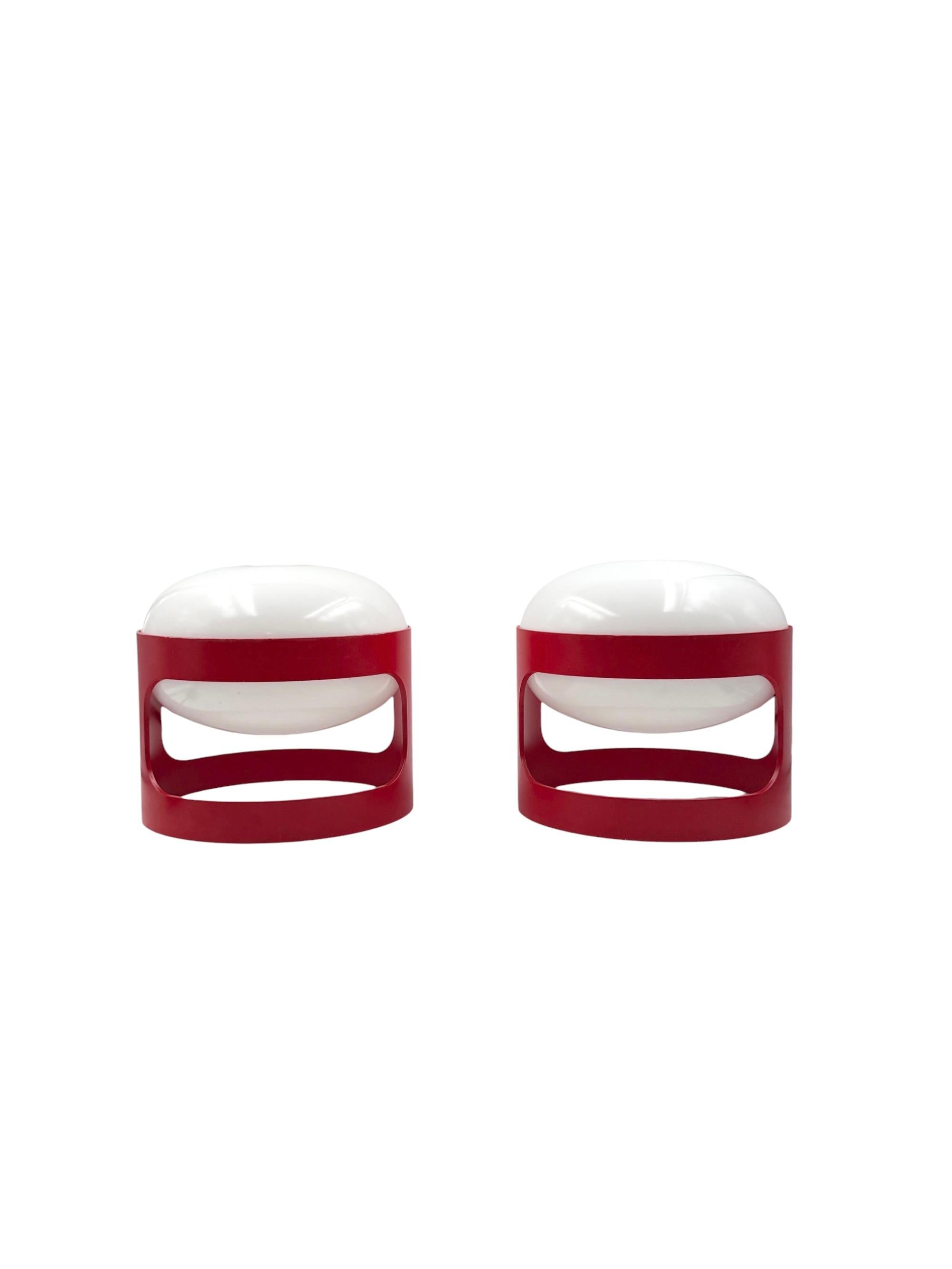 Plastic Joe Colombo, space age set of 2 mod. KD27 table lamps, Kartell Italy 1970s For Sale