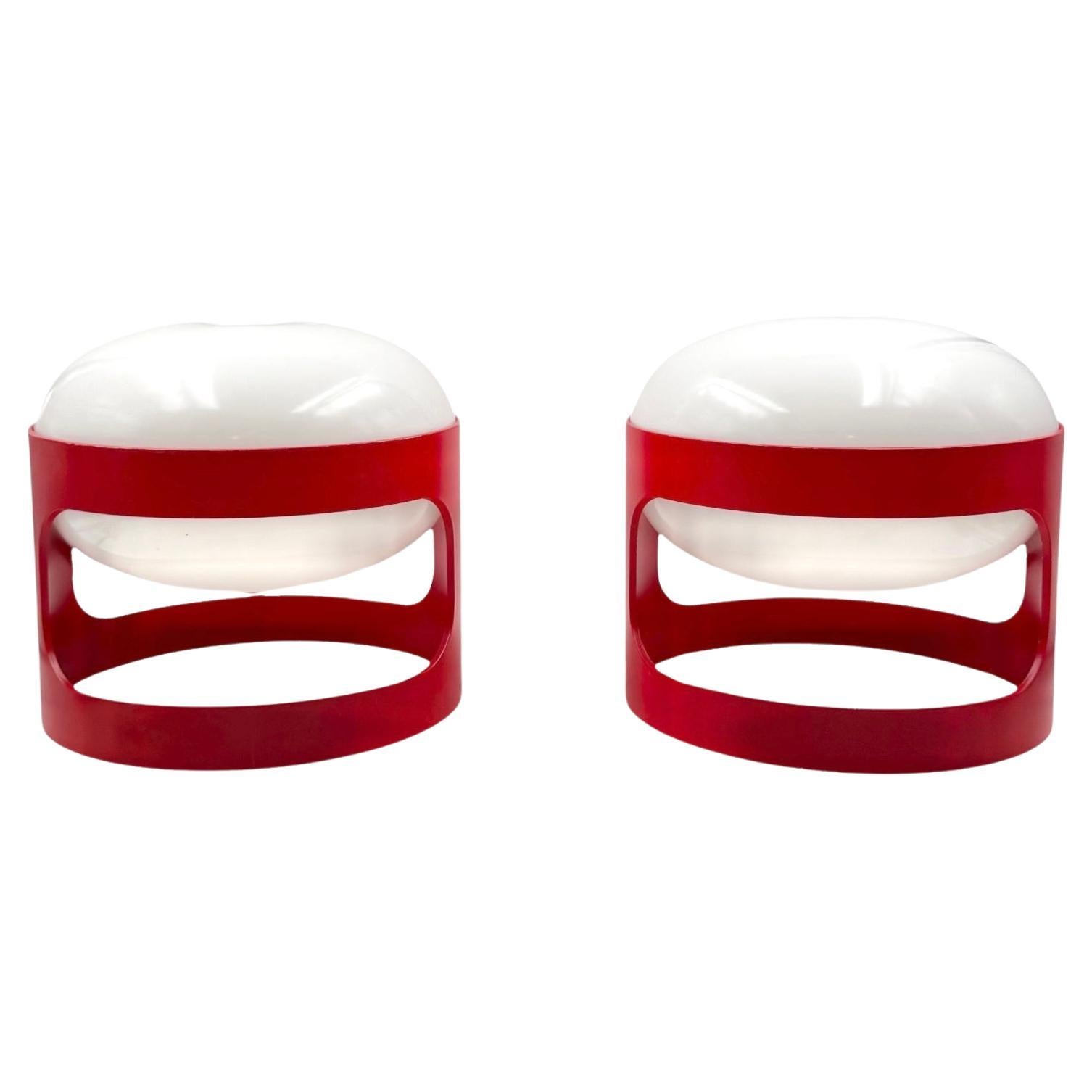 Joe Colombo, space age set of 2 mod. KD27 table lamps, Kartell Italy 1970s For Sale