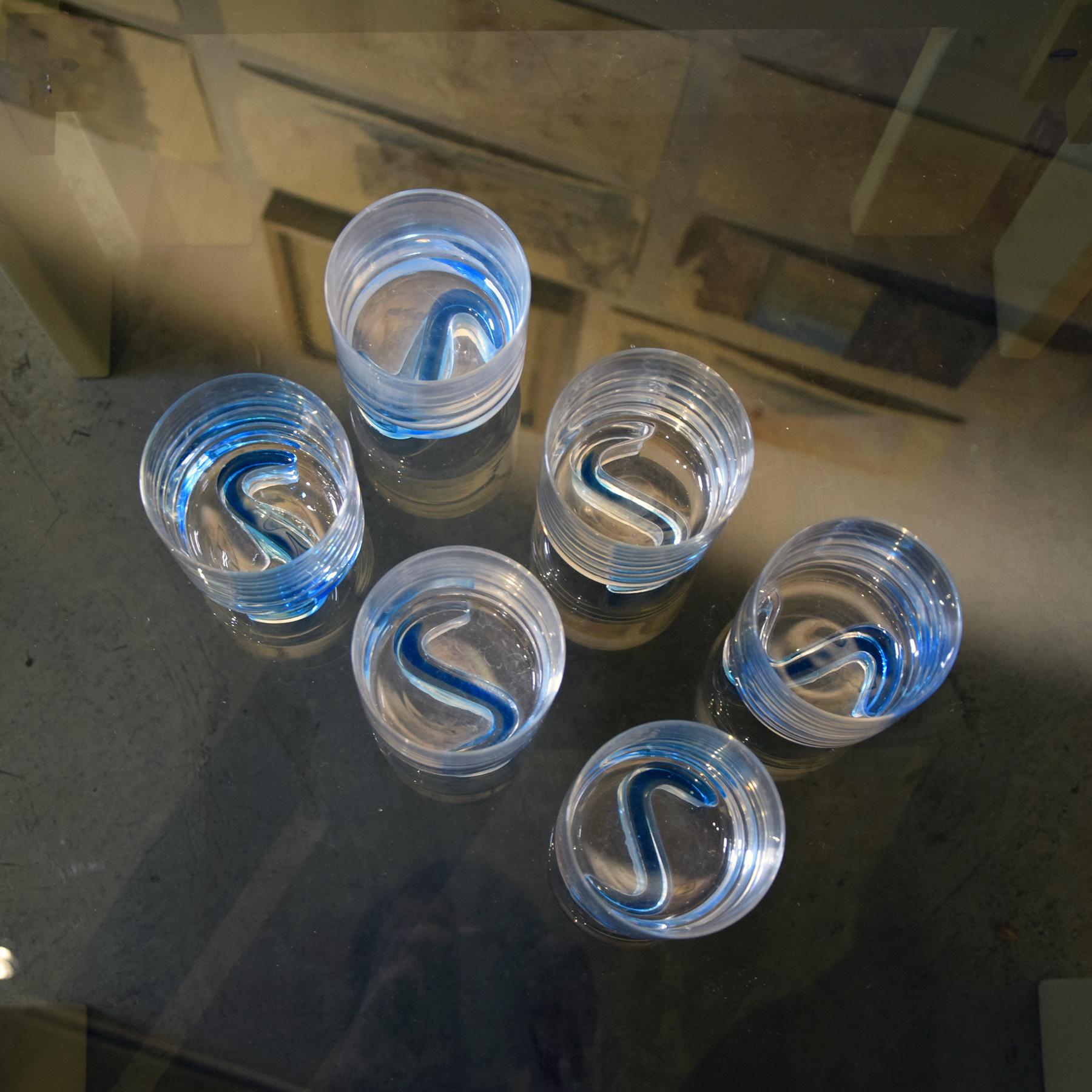 Mid-20th Century Joe Colombo style set of six glasses 1970s For Sale