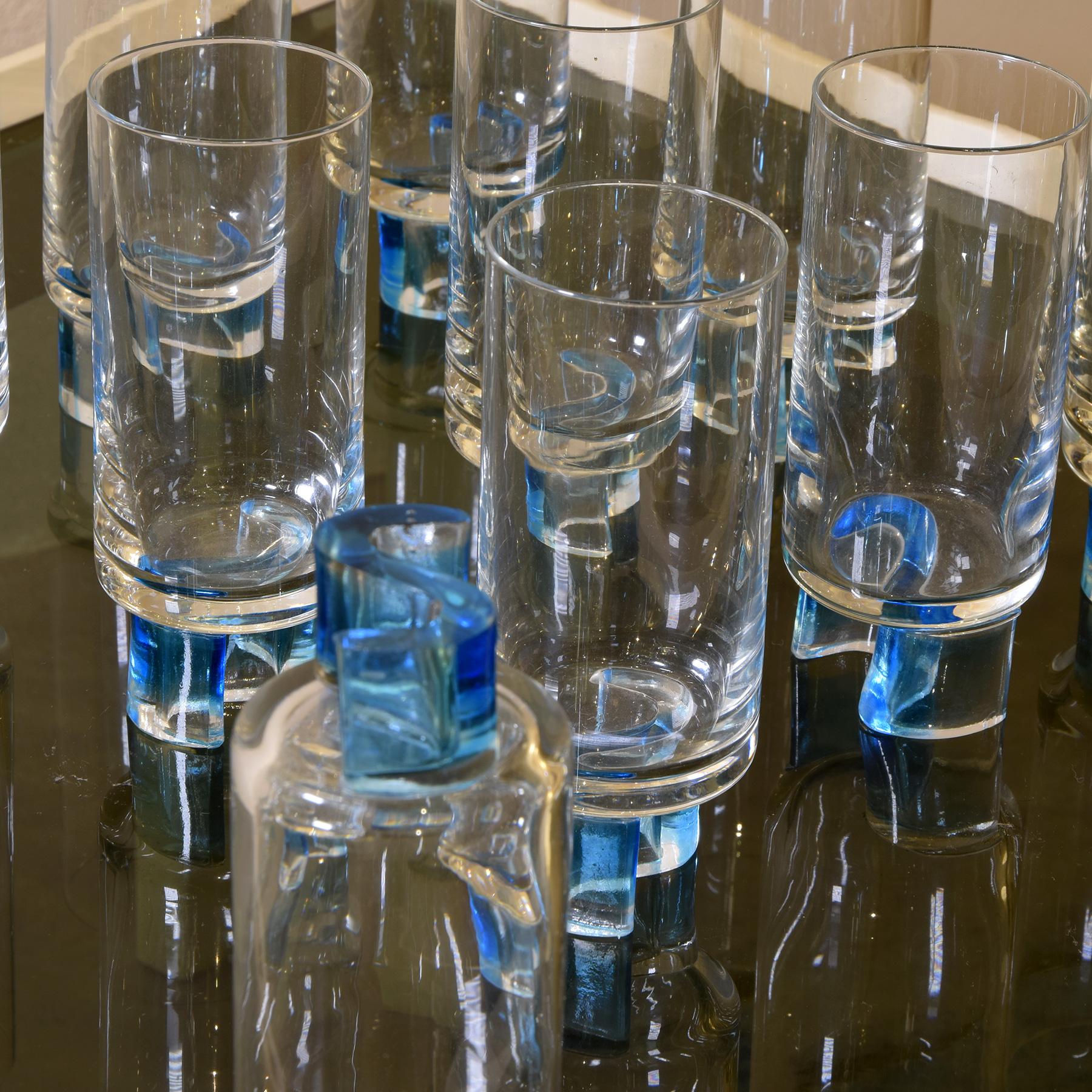 Mid-Century Modern Joe Colombo style set of ten glasses 1970s For Sale