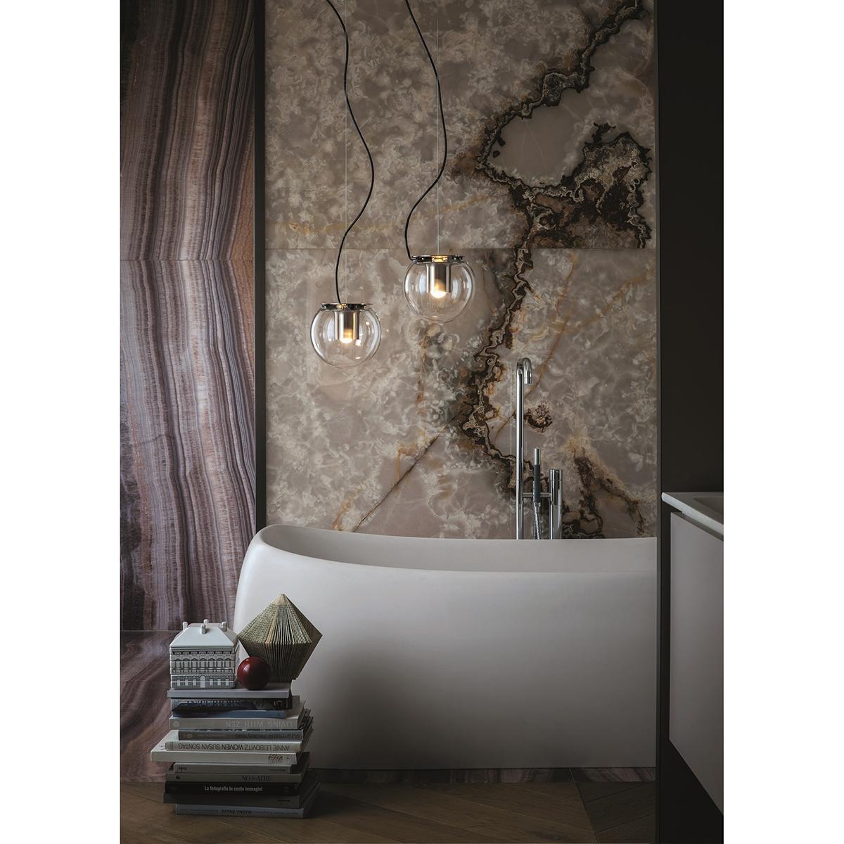 Italian Joe Colombo Suspension Lamp 'Globe' Small Gold by Oluce For Sale