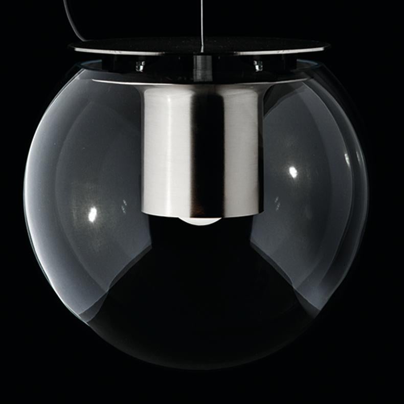 Italian Joe Colombo Suspension Lamp 'the Globe' Small Nickel by Oluce