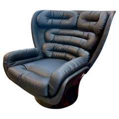 Joe Colombo Swivel "Elda" Leather Lounge Chair