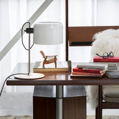 Joe Colombo Coupé Table Lamp by Oluce, White Lacquered Metal, Italy