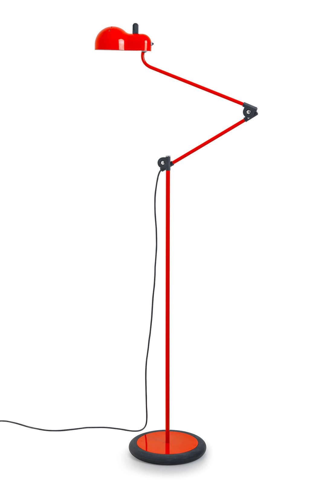 Joe Colombo 'Topo' Articulating Floor Lamp for Stilnovo in Red For Sale 2