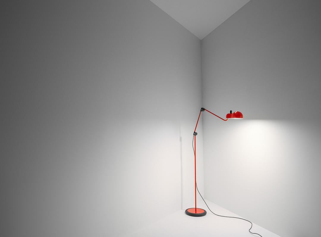 Joe Colombo 'Topo' Articulating Floor Lamp for Stilnovo in Red.

Founded in 1946 in Milan, Stilnovo was one of the most innovative lighting companies in Italy during the Midcentury era, producing iconic pieces by such luminaries as Joe Colombo,