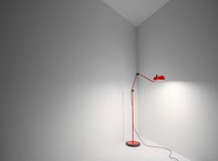 Lámpara de pie articulada "Topo" de Joe Colombo para Stilnovo en Rojo