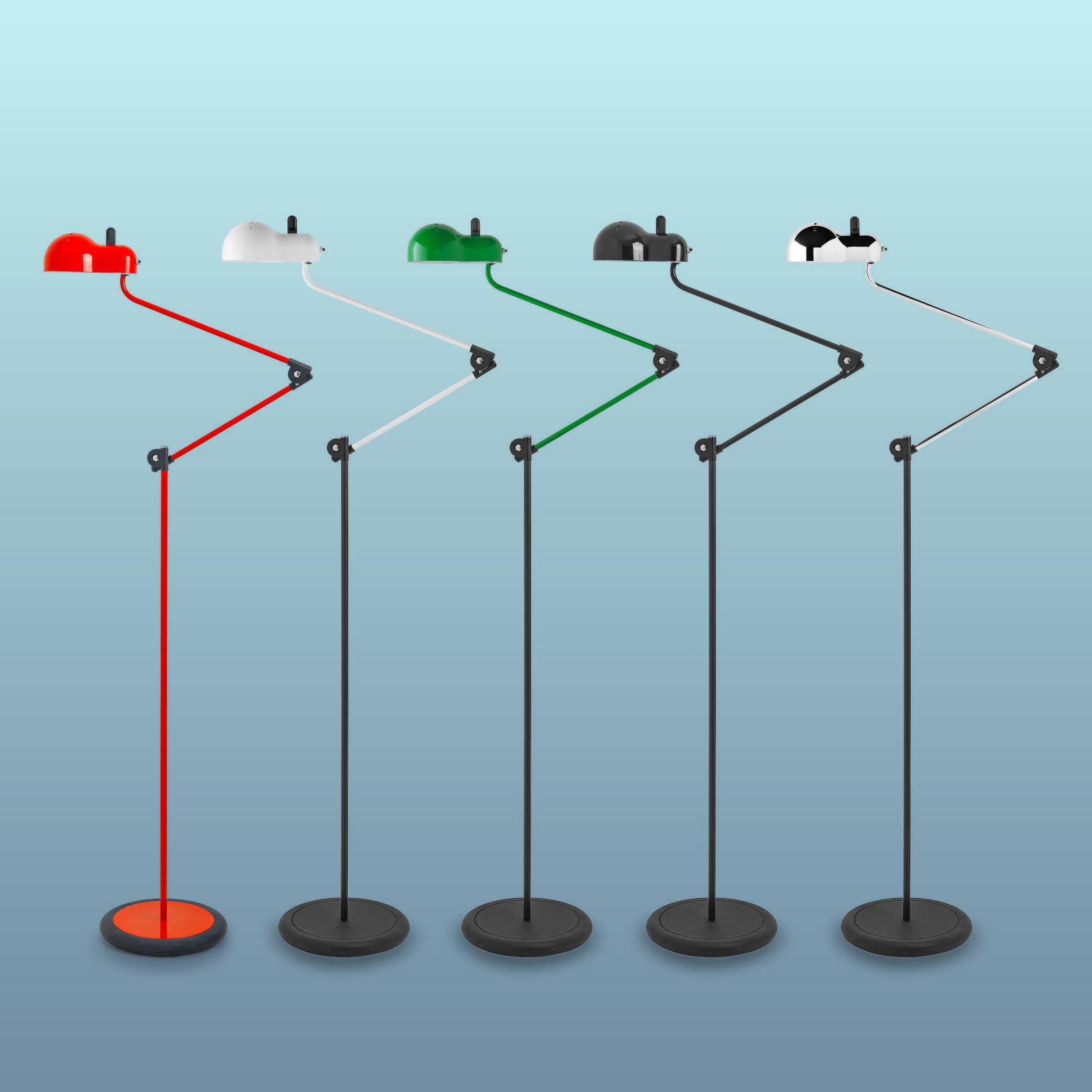 Mid-Century Modern Joe Colombo 'Topo' Articulating Floor Lamp for Stilnovo in Red For Sale