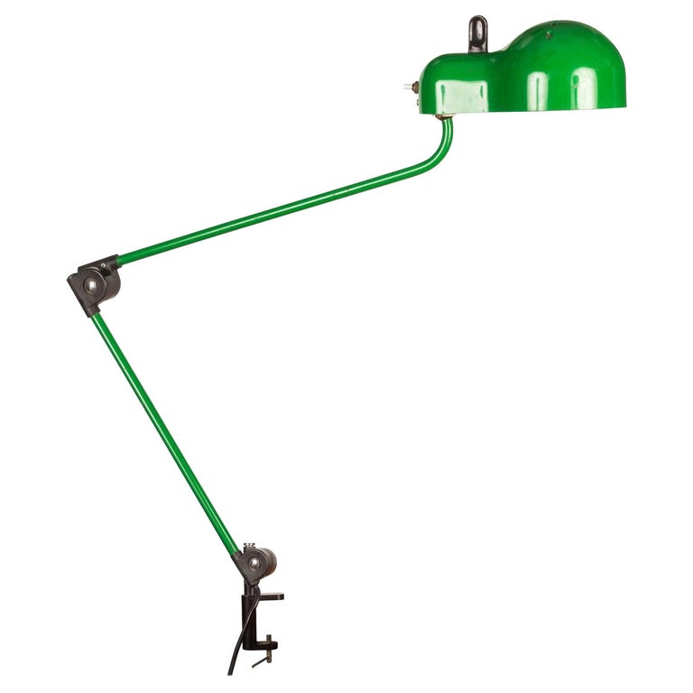 Joe Colombo 'Topo' Green Task Lamp for Stilnovo, circa 1970 For Sale