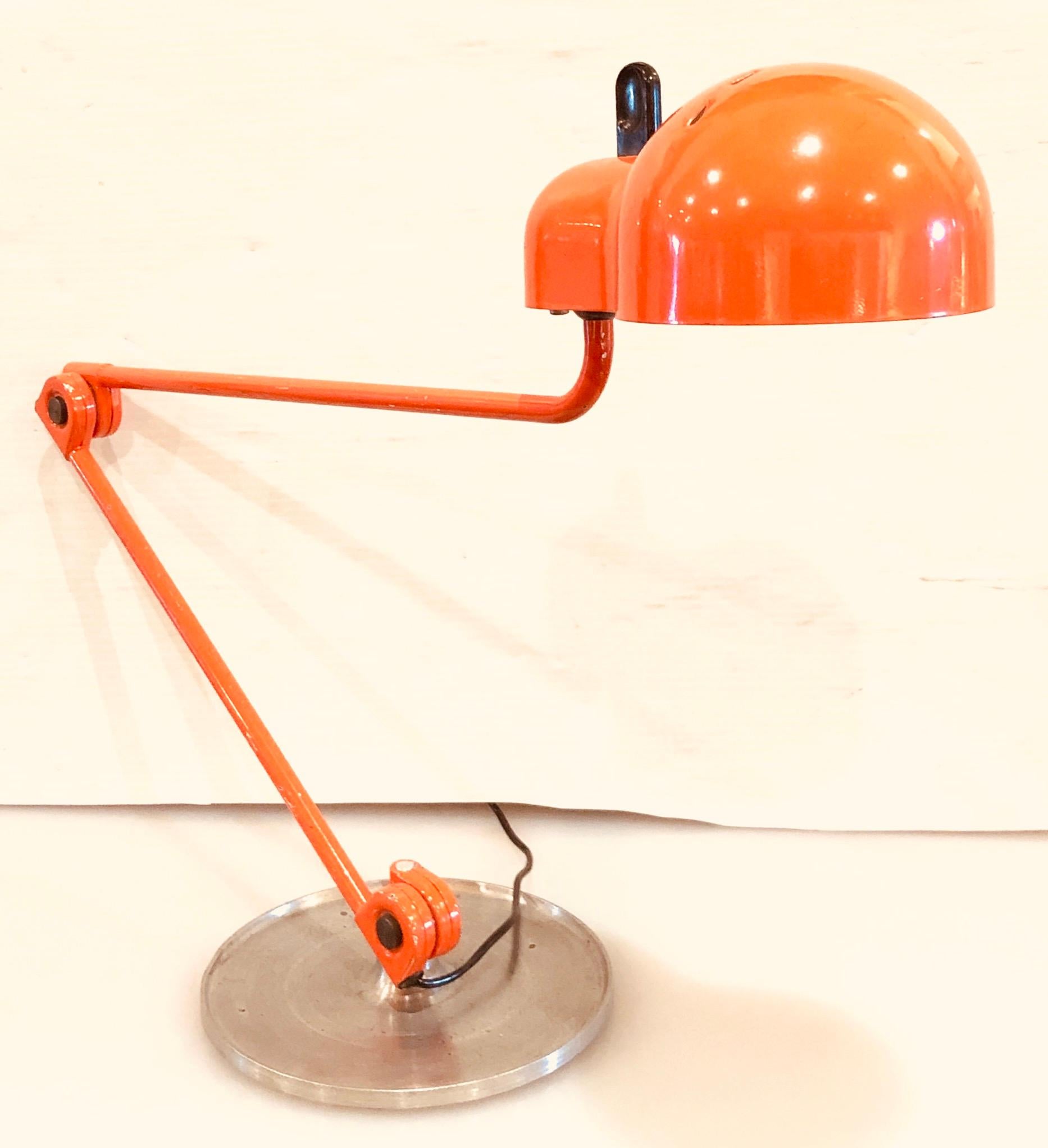 Joe Colombo 'Topo' Orange Task Lamp for Stilnovo, circa 1970 1