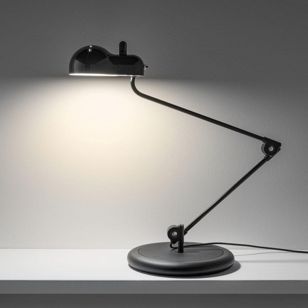 Joe Colombo 'Topo' Table Lamp in Chrome and Black with Base for Stilnovo For Sale 3