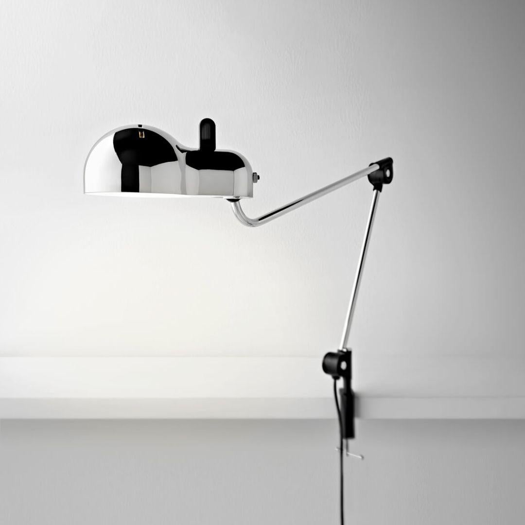 Joe Colombo 'Topo' Table Lamp in Chrome and Black with Base for Stilnovo For Sale 4