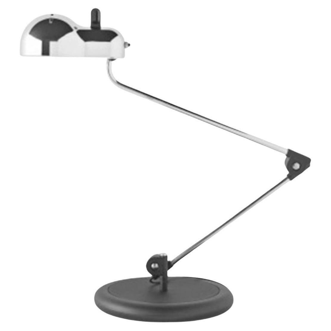 Joe Colombo 'Topo' Table Lamp in Chrome and Black with Base for Stilnovo