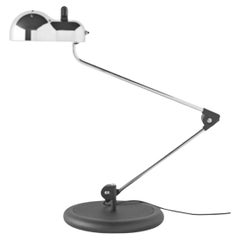 Joe Colombo 'Topo' Table Lamp in Chrome and Black with Base for Stilnovo