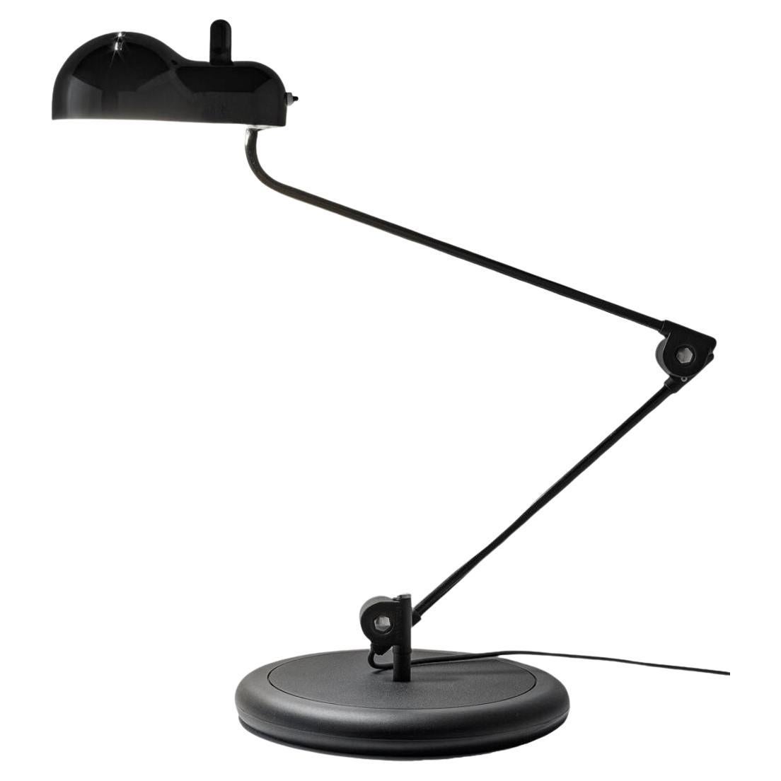 Aluminum Joe Colombo 'Topo' Table Lamp in Green and Black with Base for Stilnovo For Sale
