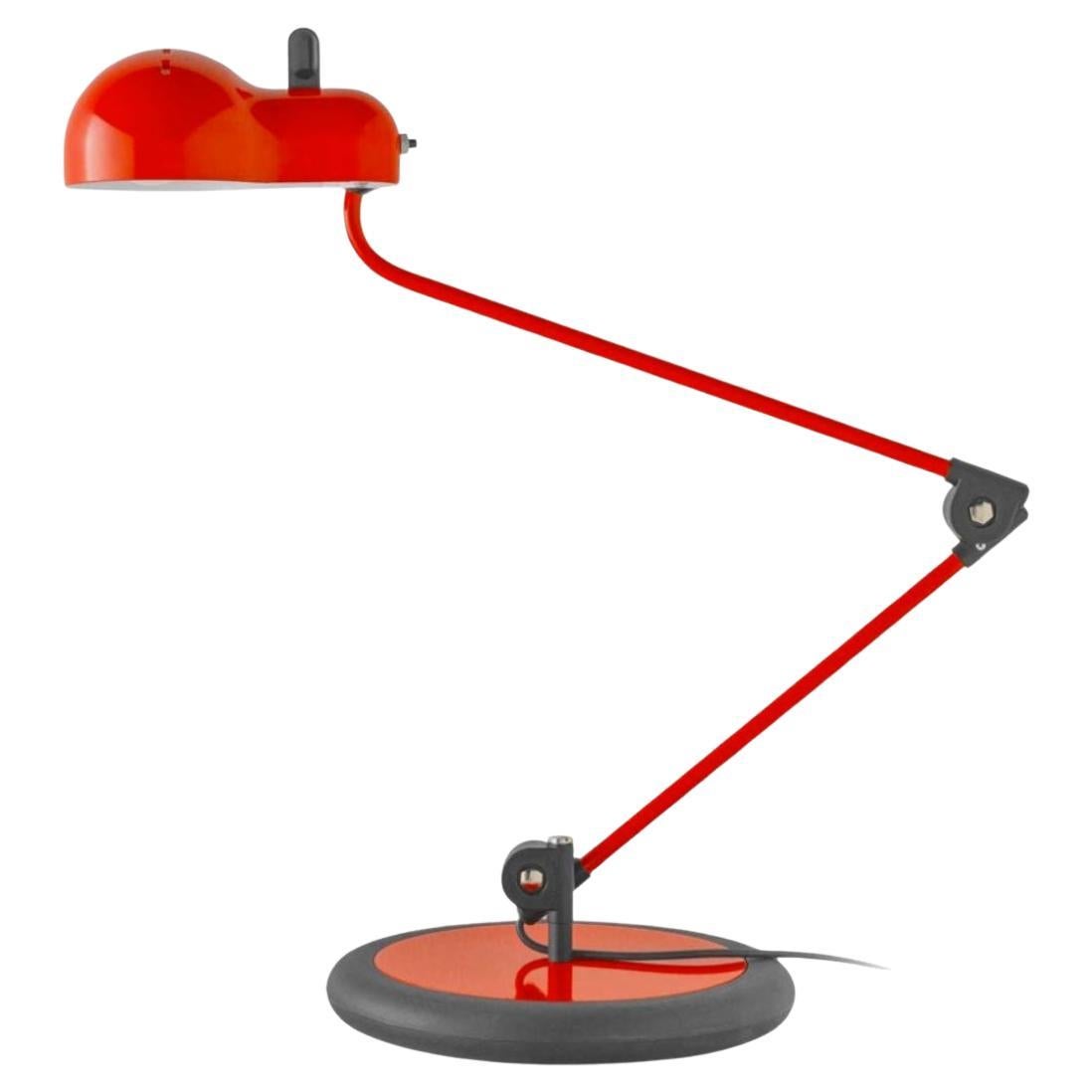 Joe Colombo lampe de bureau « Topo » rouge et noire avec base pour Stilnovo