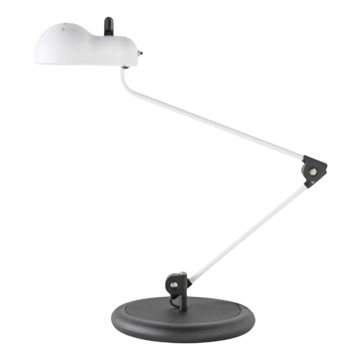 Lampada da tavolo 'Topo' di Joe Colombo in bianco e nero con base per Stilnovo