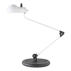 Lampada da tavolo 'Topo' di Joe Colombo in bianco e nero con base per Stilnovo