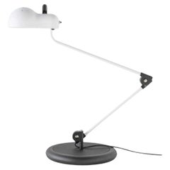 Joe Colombo 'Topo' Table Lamp in White and Black with Base for Stilnovo