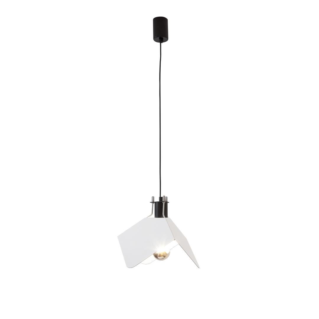 Joe Colombo 'Triedro' Metal Pendant Lamp in White for Stilnovo For Sale 1