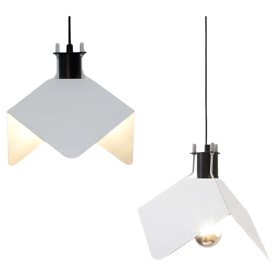 Joe Colombo 'Triedro' Metal Pendant Lamp in White for Stilnovo
